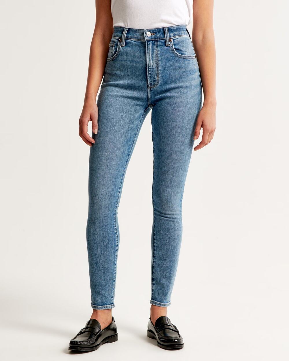 Abercrombie Jeans Womens 37/24R Blue Curve Love he Super Skinny Ankle High Rise